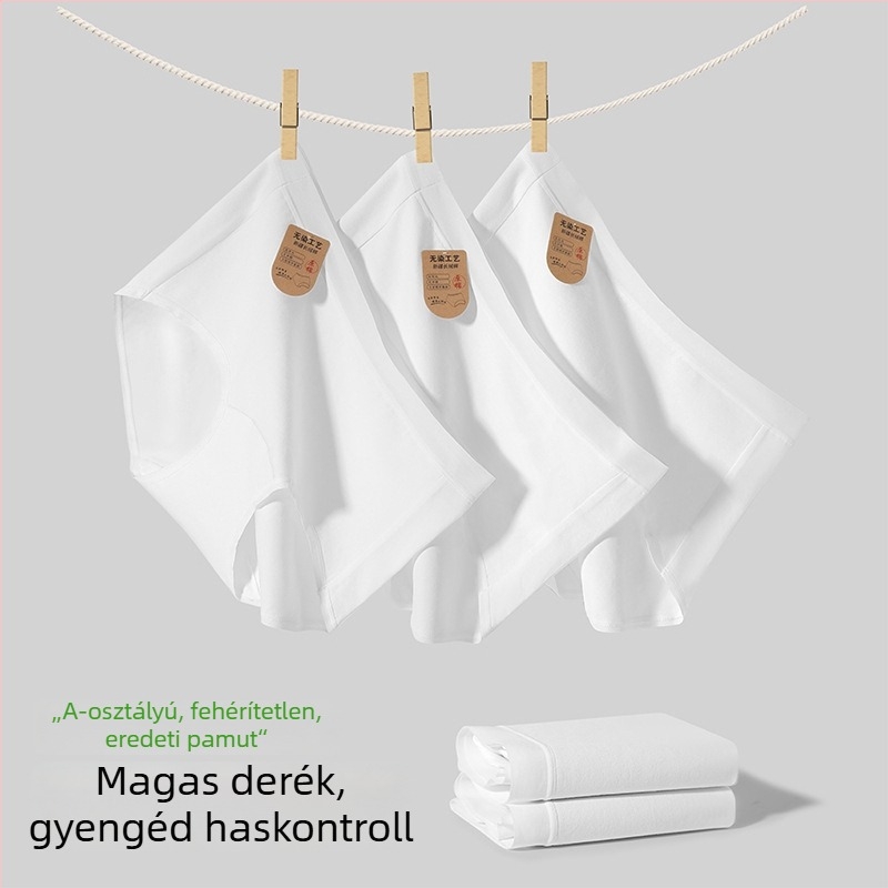 Női magas derekú antibakteriális pamut alsónemű, plus-size, színezés nélküli, pamut osztály A