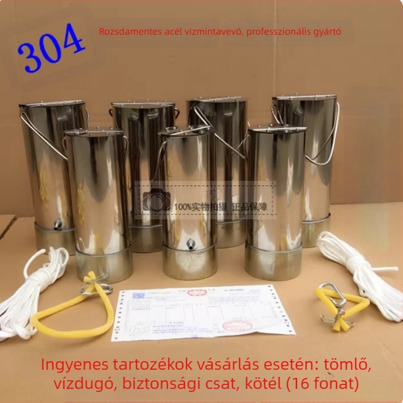 Vastagfalú rozsdamentes acél vízmintavételi gyűjtő, mélyvíz- és szennyvíz mintavételre, 0.5 L, 1 L, 2 L, 3 L, 5 L