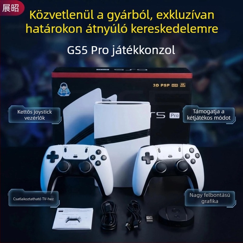 GS5 Pro otthoni játékkonzol televízióhoz, két joystick-kontrollerrrel, 1080p