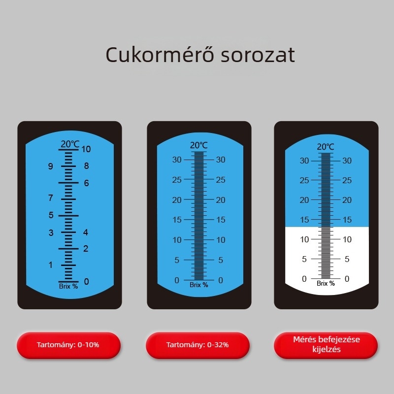 Kézben tartható refraktométer cukortartalom és sótartalom mérésére, hordozható gyümölcslé édességmérő