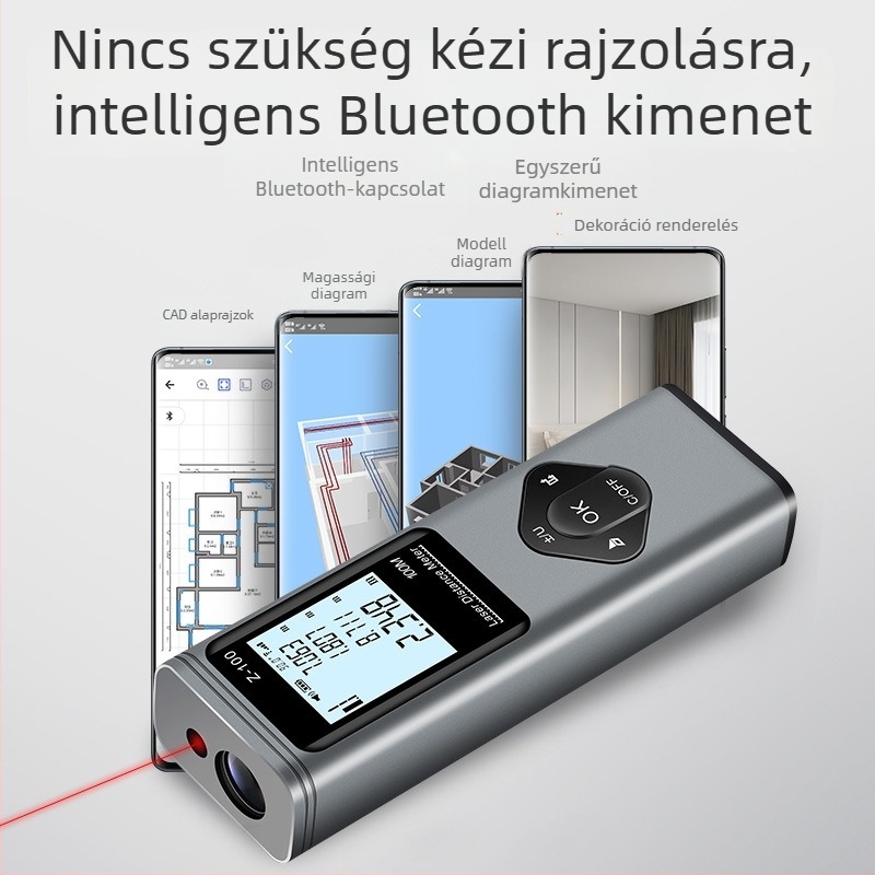Zhenbing 3-in-1 lézeres távolságmérő, kézi infravörös mérő, keresztvonal és Bluetooth a tervhez