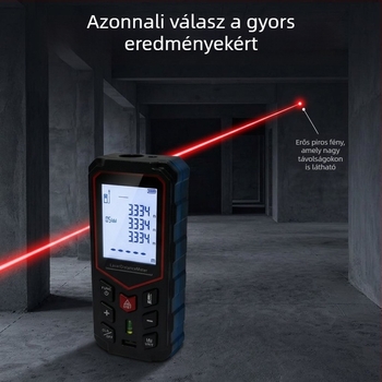 Nagy pontosságú vörös lézeres távolságmérő, kézi, beltéri használatra