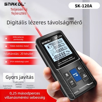 Láseres távolságmérő, nagy pontosságú, kézi, digitális infravörös mérő SK120A
