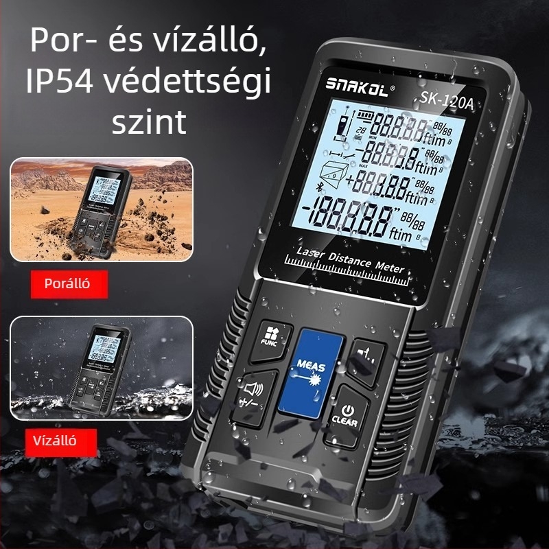 Láseres távolságmérő, nagy pontosságú, kézi, digitális infravörös mérő SK120A