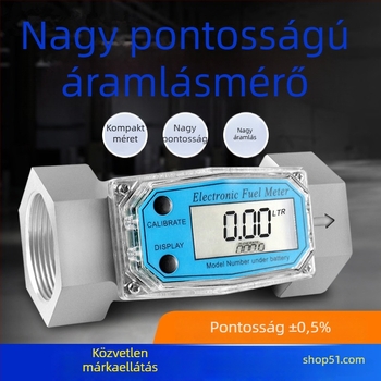 Rozsdamentes acélból készült turbina folyadékáram-mérő digitális kijelzővel; diesel, benzin, metanol, kerozin és víz