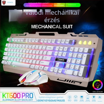 KT600PRO vezetékes játékbillentyűzet és egér készlet, mechanikus érzet, háttérvilágítással, irodai és játék használatra