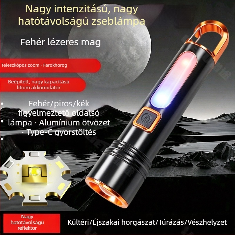 Nagyfényű zseblámpa, ultra fényes, hosszú hatótávolságú, újratölthető, nagy teljesítményű, hosszú üzemidejű – többfunkciós világítás kempingezéshez és kerékpározáshoz