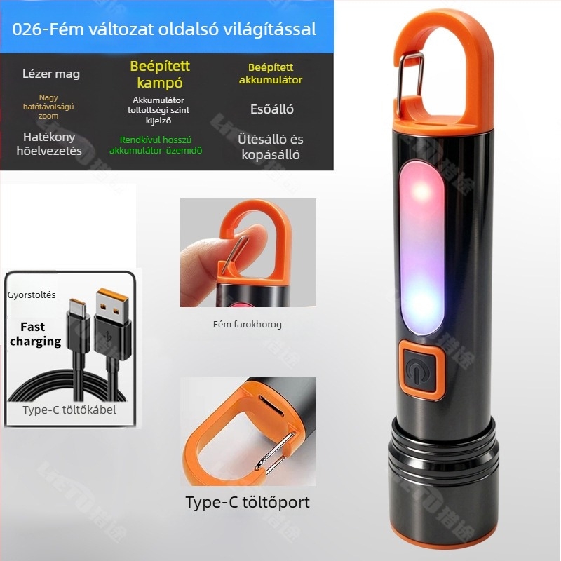 Nagyfényű zseblámpa, ultra fényes, hosszú hatótávolságú, újratölthető, nagy teljesítményű, hosszú üzemidejű – többfunkciós világítás kempingezéshez és kerékpározáshoz