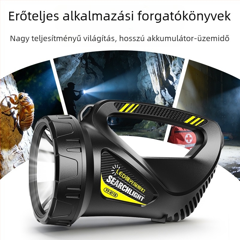Új modell kézi zseblámpa, ultra‑fényes fénysugár, hosszú hatótávolság kültéri használatra, 20W, 4800mAh, ABS műanyag