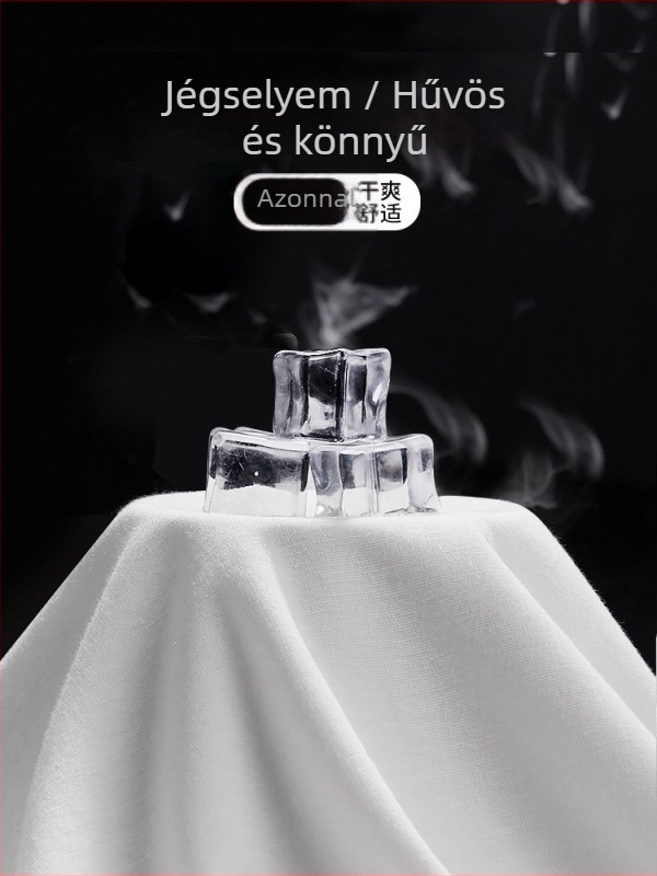 Férfi jégselyem ujjatlan nyári felső – hűsítő, vékony anyag, fehér, lazán szabott, fitness felső, plusz méret