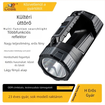 Coolba LED zseblámpa, napelemes újratölthető, ultra‑fényes, kézben tartható, hosszú hatótávolságú kültéri használatra