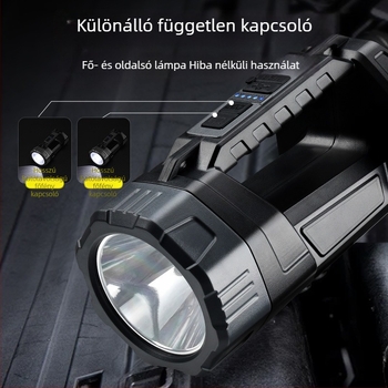 Coolba LED zseblámpa, napelemes újratölthető, ultra‑fényes, kézben tartható, hosszú hatótávolságú kültéri használatra