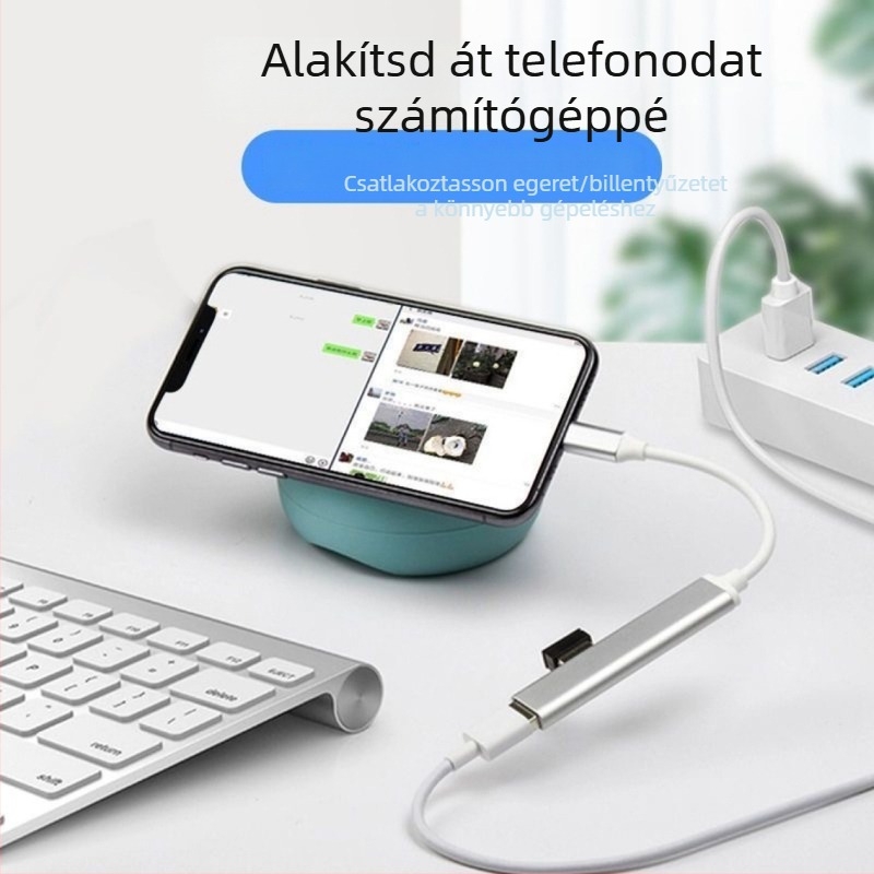 USB-C dokkoló négyportos hub OTG-vel számítógépekhez és iPadhez