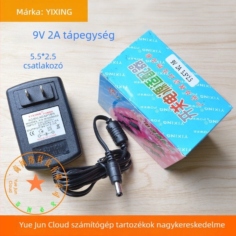 YIXING 9V2A tápegység Turtle 5,5×2,5 mm interfész