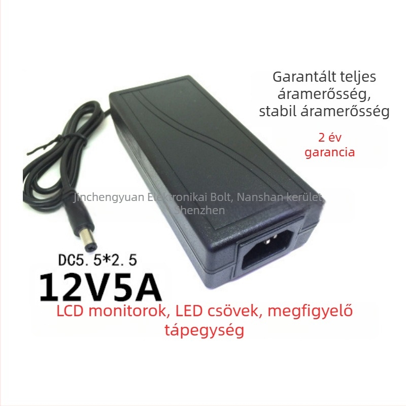 LED-szalag tápegység 12V 5A, adapter 5050/5630 LED szalaghoz