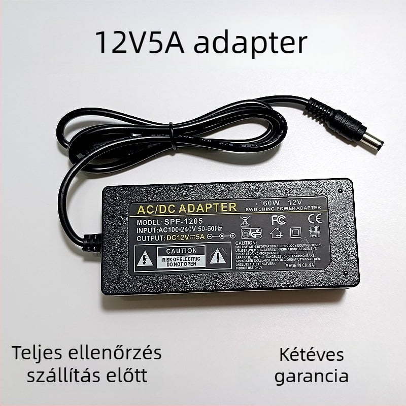 12V 5A tápegység monitorhoz, LED-szalaghoz és motorhoz