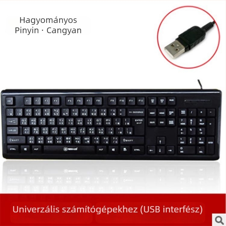 Cangjie kód billentyűzet radikális billentyűkkel és fonetikus matricákkal, USB-kábeles asztali számítógéphez