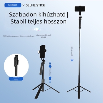 Bluetooth szelfi pálca okostelefonhoz, élő közvetítéshez használható telefon-tartó, tripod, hordozható intelligens szelfi eszköz, padlón álló állvány
