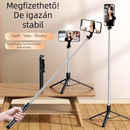 360°-os forgó selfie-stativ tripod okostelefonhoz élő közvetítéshez, utazáshoz