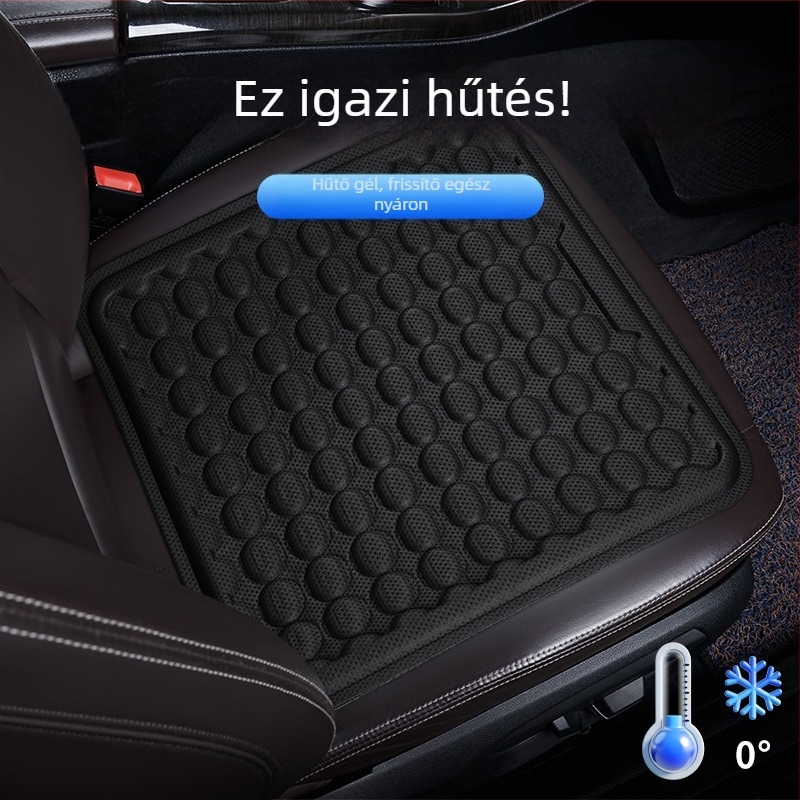 Autóüléshez nyári gél hűtő párna, egyrészes szellőző ülőpárna Ice Silk borítással és ventilátoros hűtőpárnahuzat.