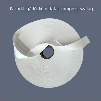 Fehér kétoldalas kompozit szalag mosási címkékhez nyomtatott címkékkel és fehér üres tekercs