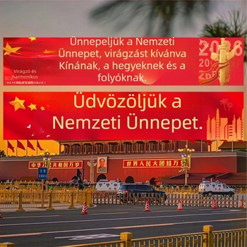 Nemzeti ünnepi látványterv: bannerek és plakátok kirakat- és rendezvénytérhez, függönyös textil