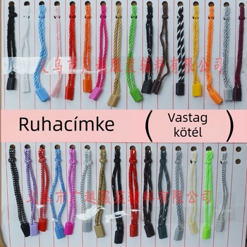 Ruhacímkékhez való zsinórok és gyöngyök négyszögletes és kerek címkékhez, műanyag gyöngyök, különböző fonalak