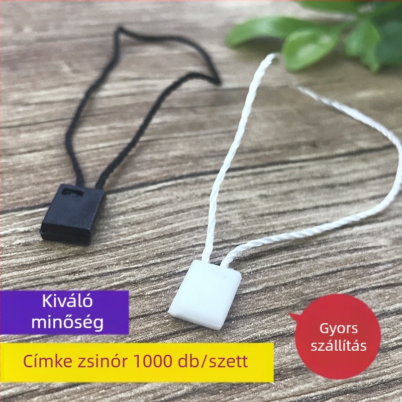 Címkedarab zsinór négyszögletes csattal – fekete, fehér és több szín