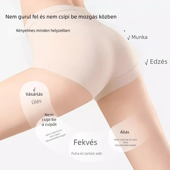 Női magas derekú jegy-selyem alsónemű, légáteresztő és antibakteriális, belső mulberry selyem bélés, meghosszabbított gusset, pocakformázó