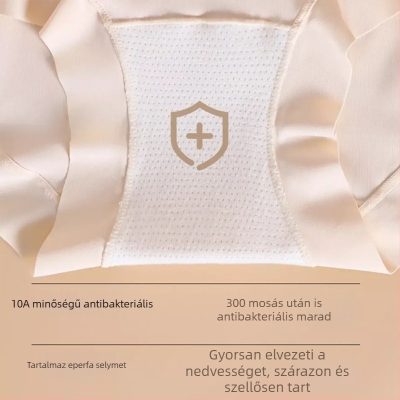 Női magas derekú jegy-selyem alsónemű, légáteresztő és antibakteriális, belső mulberry selyem bélés, meghosszabbított gusset, pocakformázó