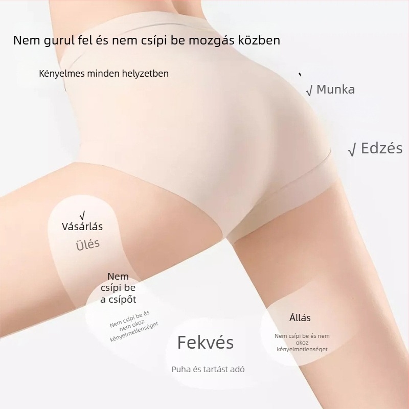 Női magas derekú jegy-selyem alsónemű, légáteresztő és antibakteriális, belső mulberry selyem bélés, meghosszabbított gusset, pocakformázó