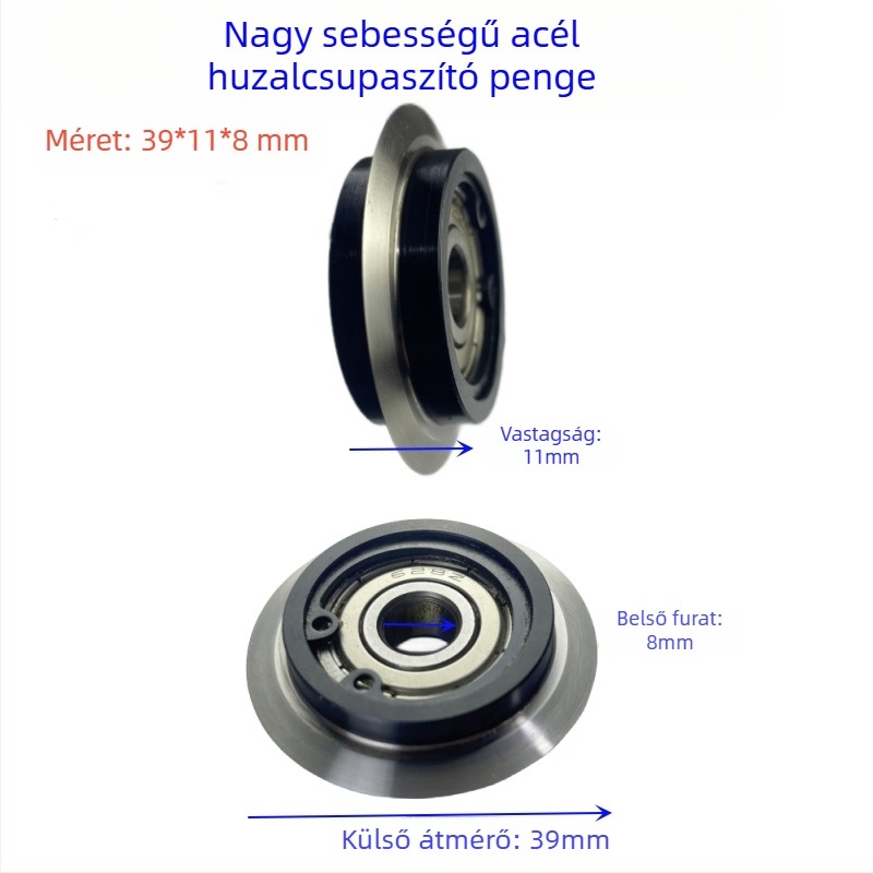 Kisméretű huzal-leválasztó gép penge, kézi/elektromos meghajtással, vágókerékkel és csapággyal, 39 mm