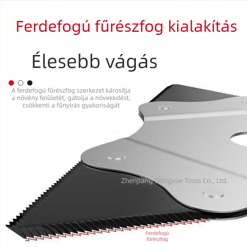 Testreszabott háromszög alakú fogazott fűnyíró penge vastított mangán acélból
