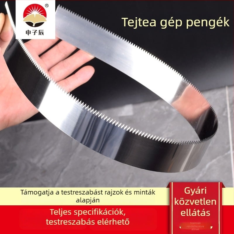 1 m hosszú rozsdamentes acél fogazott penge záró- és csomagológépekhez, hajlítható filmvágó penge
