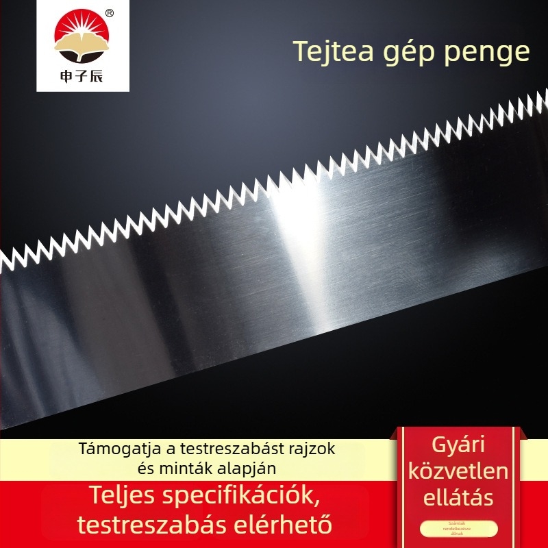 1 m hosszú rozsdamentes acél fogazott penge záró- és csomagológépekhez, hajlítható filmvágó penge