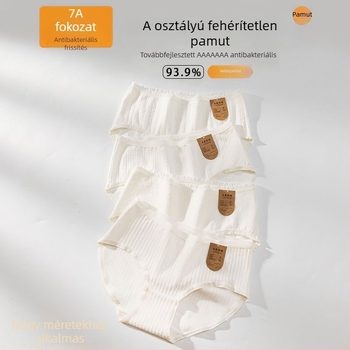 Fehér női pamut alsónemű antibakteriális osztály A, légáteresztő, plusz méret