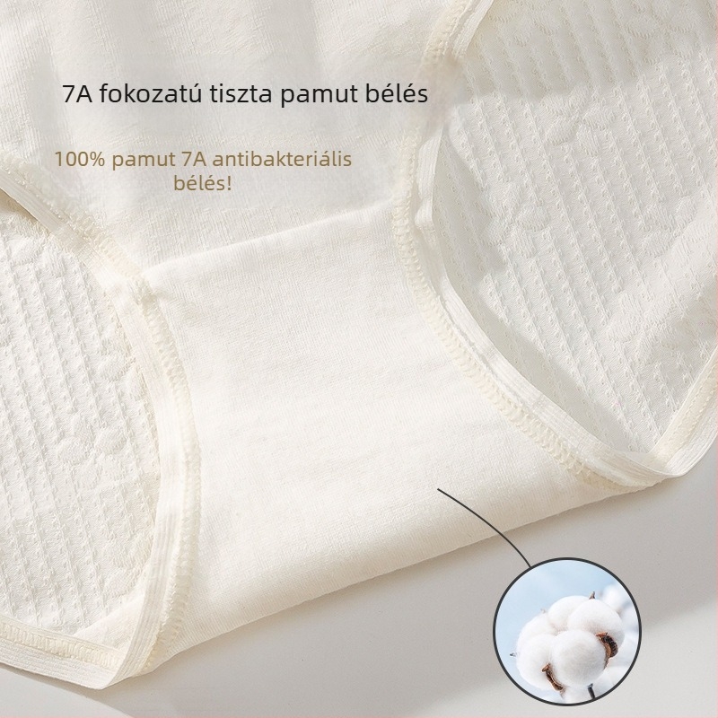 Fehér női pamut alsónemű antibakteriális osztály A, légáteresztő, plusz méret