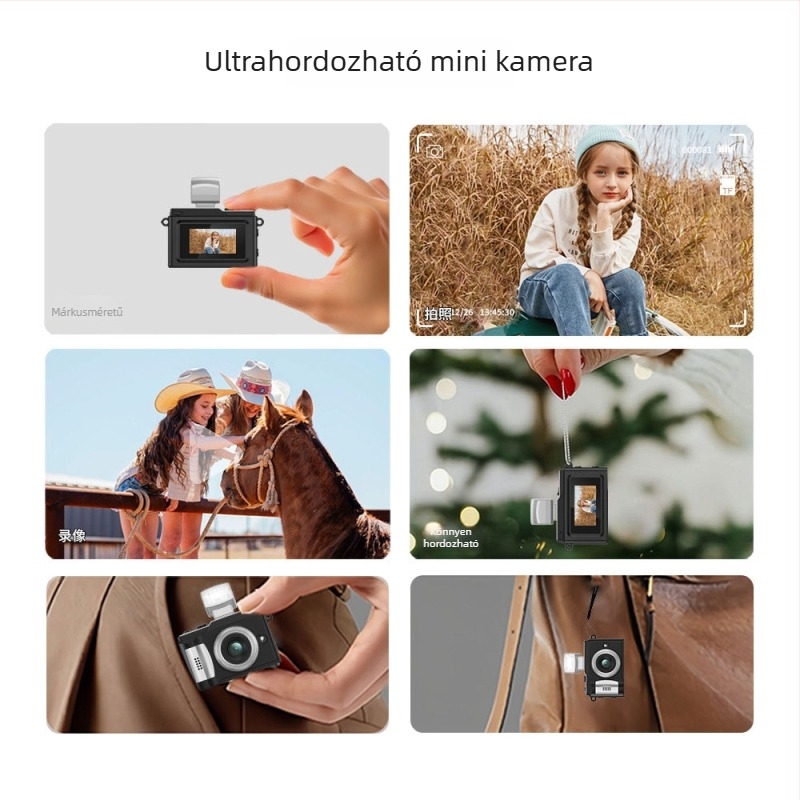 Retro stílusú mini kamera, 1080P HD videó és fényképezés, beépített vaku, mini CCD kamera