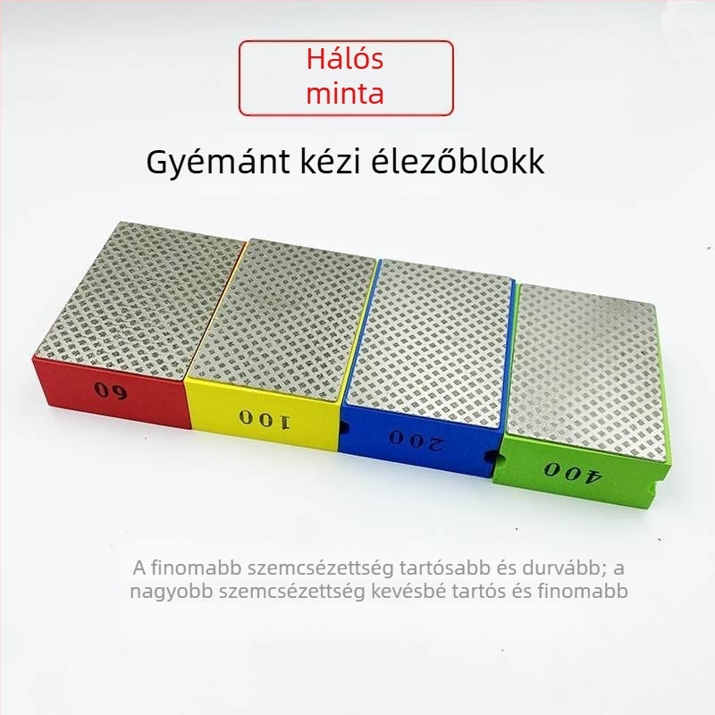 Gyémánt abrazív kézi polírozó eszköz csempék éleinek finiseléséhez és üveg/kő lemezek csiszolásához