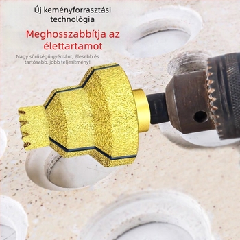 Gyémántos csempe lyukbővítő brazált fogakkal; élkiegyenlítés és élmegmunkálás szögcsiszolóhoz – szerszám többszörös rétegeket tartalmazó lyukakhoz
