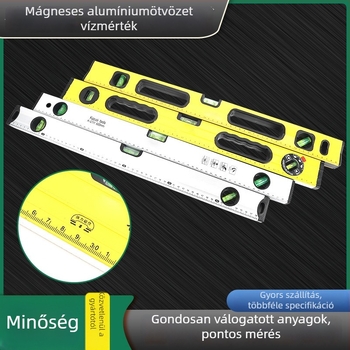 Alumínium ötvözetű vízmérték mérő, mérnöki alkalmazásokhoz, magasan pontos, többfunkciós, erős magnetes, vastított és keményített, háztartási használatra
