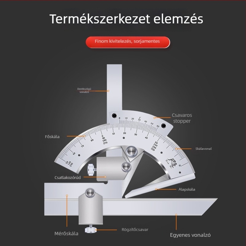 Többfunkciós szögmérő 0–320° és 0–360°
