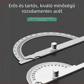 Universalis rozsdamentes acél szögmérő vonalzó faipari felhasználásra, rendkívül precíz szögmérés félkörös skálával