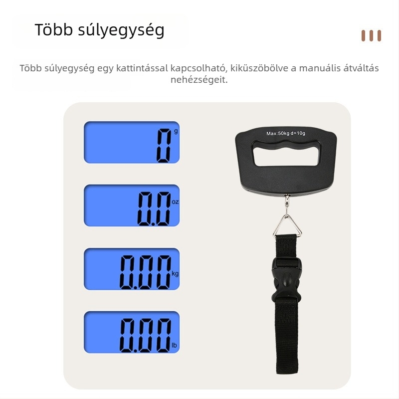 Fine Balance K-2 Hordozható 50 kg-os kézi elektronikus mérleg élelmiszer, horgászat, csomagok és poggyászhoz