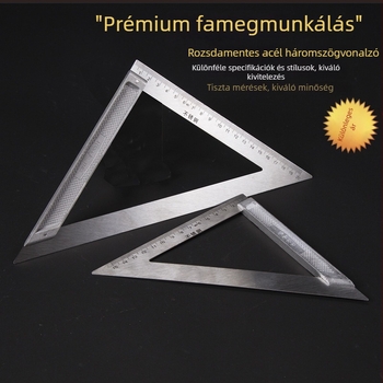 Rozsdamentes acélból készült 45°-os szögmérő és háromszögvonalzó, 150/200 mm, mérőeszköz