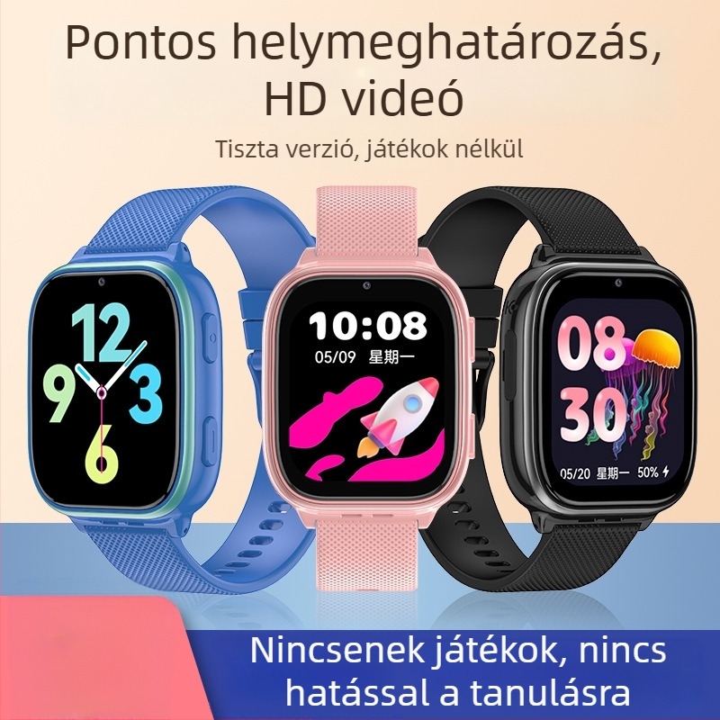 Gyerekeknek készült 4G-s okosóra, kék, GPS nyomkövetés, SIM-kártya foglalat