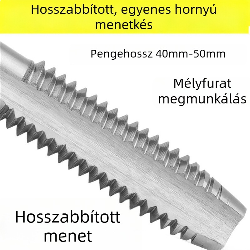 Vinda egyenes barázdás meghosszabbított menetes csavaró mély lyukakhoz – vágóé 40 mm, foghossz 50 mm