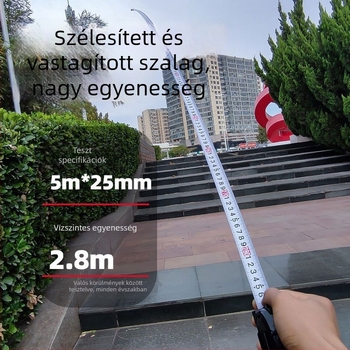 Önkioldó 3–10 m mérőszalag, acélból, ütésálló, strapabíró, szélesebb és vastagabb tok, nagy pontosság.