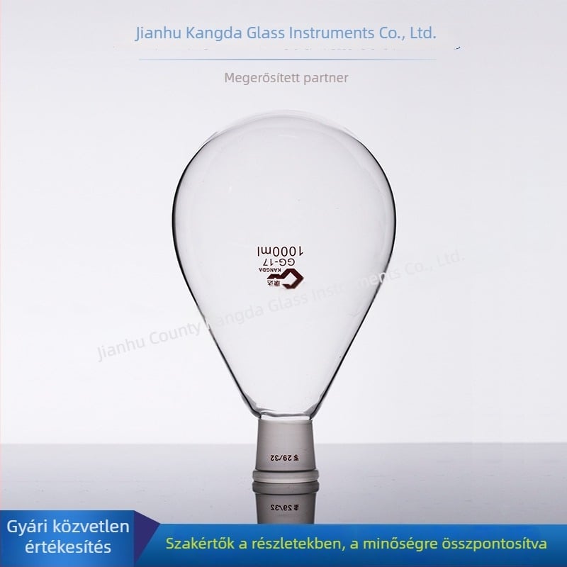 Padlizsán alakú fiola, 1000 ml, laboratóriumi eszköz, hőálló, falvastagság egyenletes