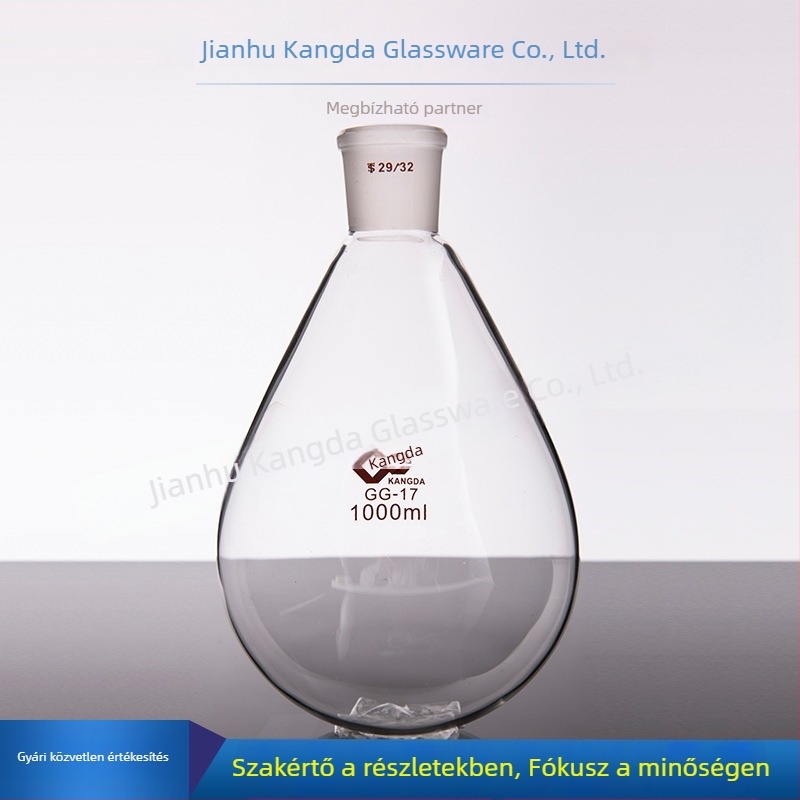 Padlizsán alakú fiola, 1000 ml, laboratóriumi eszköz, hőálló, falvastagság egyenletes